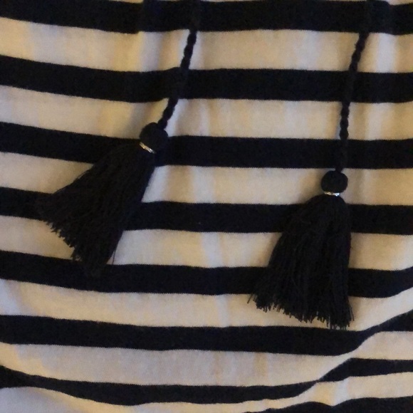 J. Crew Navy Striped Peasant Top With Tassels - Picture 6 of 6